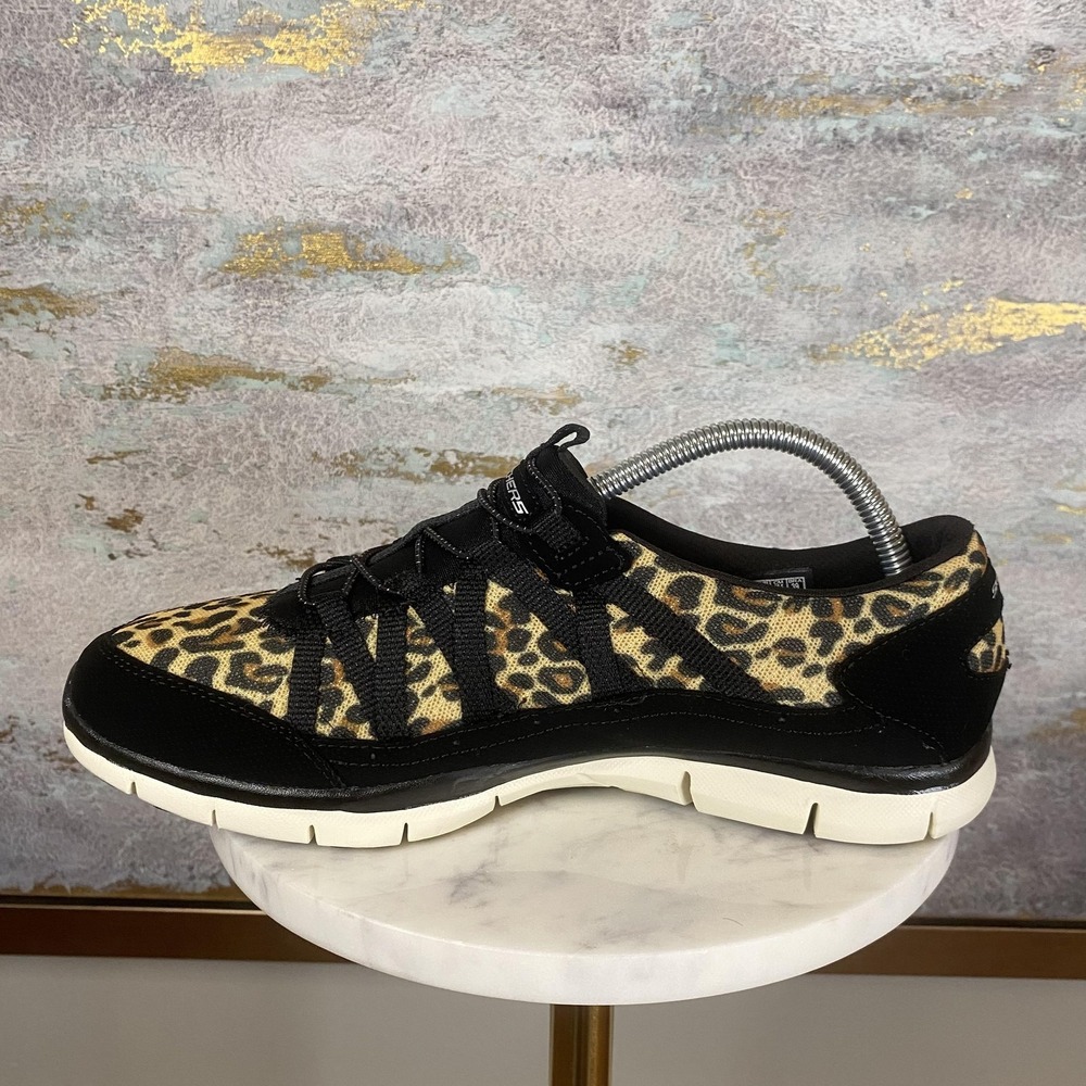 Skechers Air Cooled Shoes Womens Size 9.5 Brown Leopard Sneakers SN 104099 - Picture 6 of 11
